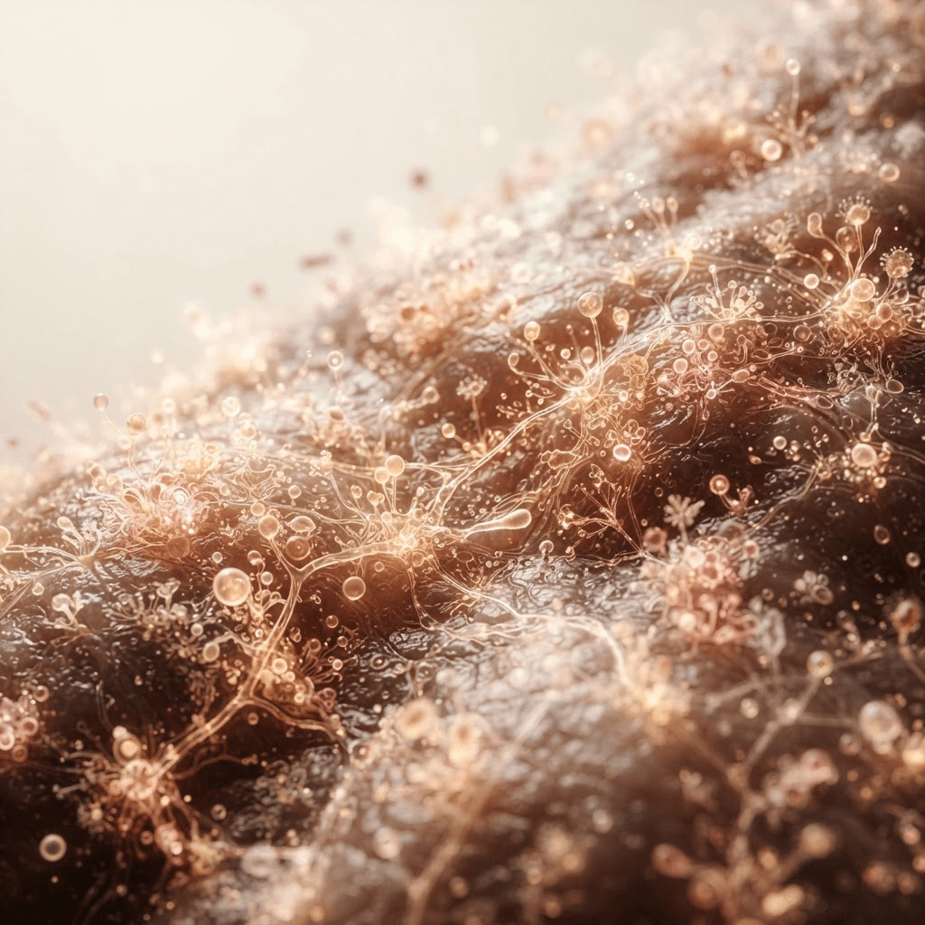 Artistic macro visualization of the skin's living surface and microbiome