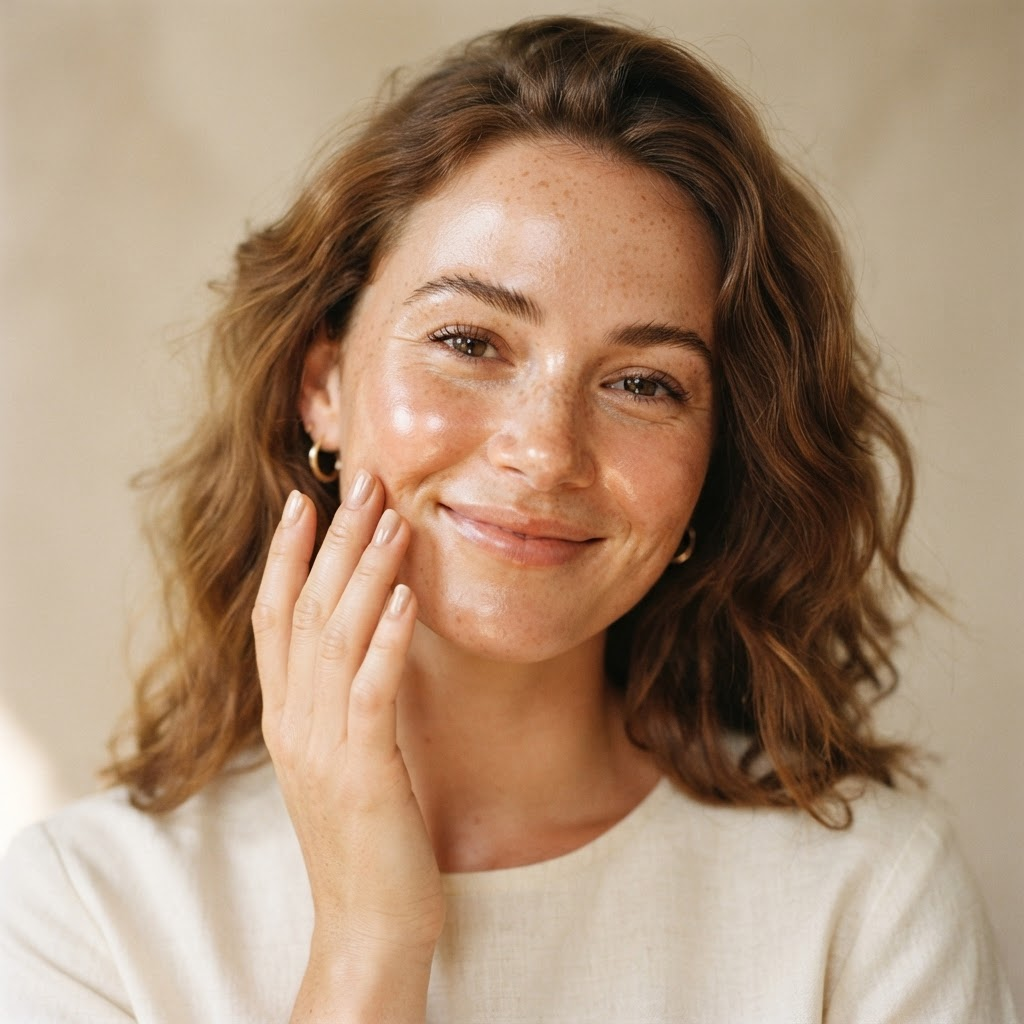 Woman with radiant natural skin